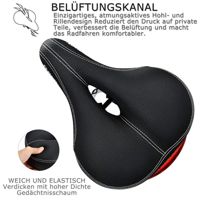 DAWAY C99 Bike Saddle for Women & Men - Comfortable, wide MTB saddle made of high-quality leather with integrated taillight, dual suspension and soft memory foam, compatible with most bikes.