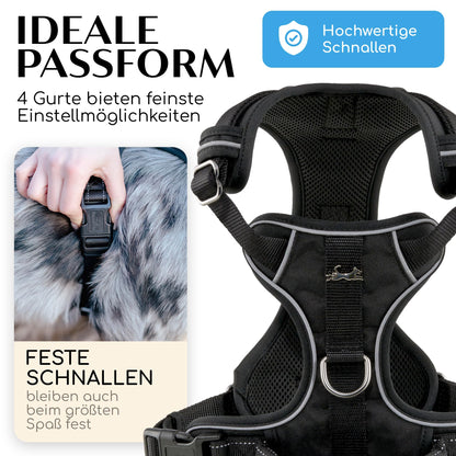 Joyful Animal Dog Harness with Handle, Breathable Padded - Secure Fit & Maximum Safety - No-Pull Dog Harness for Small, Medium & Large Dogs - Dog Harness (Black, L)