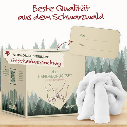 SOULBABY® 3D Handprint Set Family [4 large hands] with gift packaging I Premium Family Casting Set I 100% Black Forest Made I 3D Casting Kit Family with video instructions