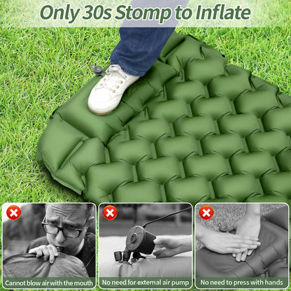 Cirulli Camping Self-Inflating Sleeping Pad, Ultralight Air Mattress with Integrated Pillow, Foot Pump for Quick Inflation, Portable Foldable Air Mattress, Outdoor Single Airbed.