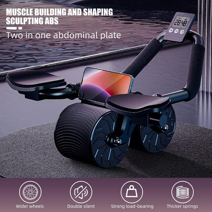 DRZHEAM Automatic Rebound Abdominal Wheel, 2 in 1 for core training, Fitness Abdominal Wheel, Wheels Roller Domestic Ab Trainer (Black with time)