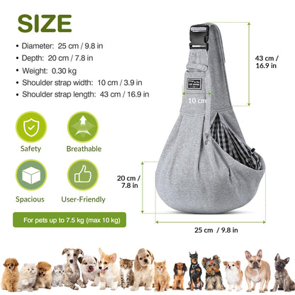 ALLSOPETS Dog Carrier Reversible Puppy Tote Bag with Storage Pocket Hands-Free Cat Carrier for Small Dogs and Cats Great for Travel and Outdoor (Light Grey)
