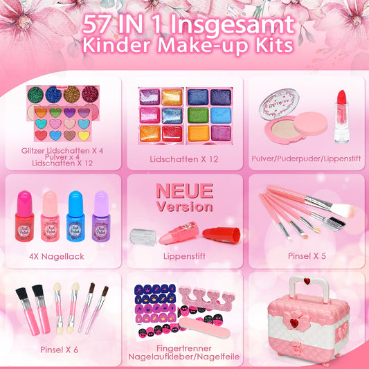 Kids Makeup Set Girls Makeup Case Children- Safe and Washable Kids Makeup, Real Makeup Set, Princess Gifts for Girls 4 5 6-12 Years (Pink)