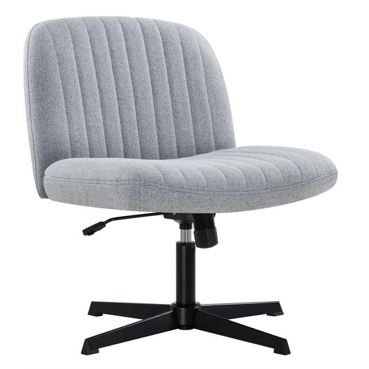 IWMH office chair without armrests, wide and thick swivel chair with wheels, height adjustable desk chair with corduroy, ergonomic chair, reading chair for sitting cross-legged (Gray)