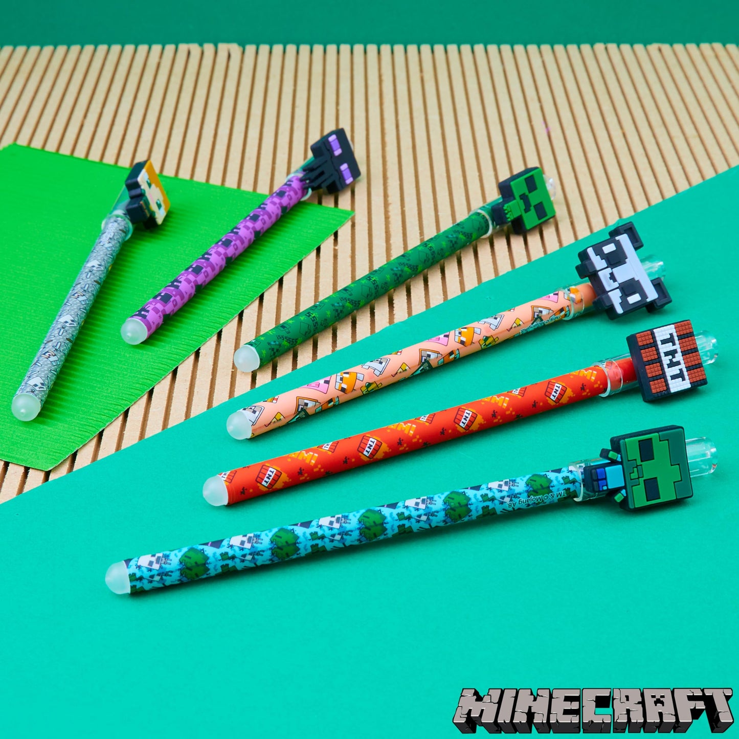 Minecraft Gel Pen Erasable 6-Pack, Erasable Gel Pen Set - Back to School Gifts for Boys.