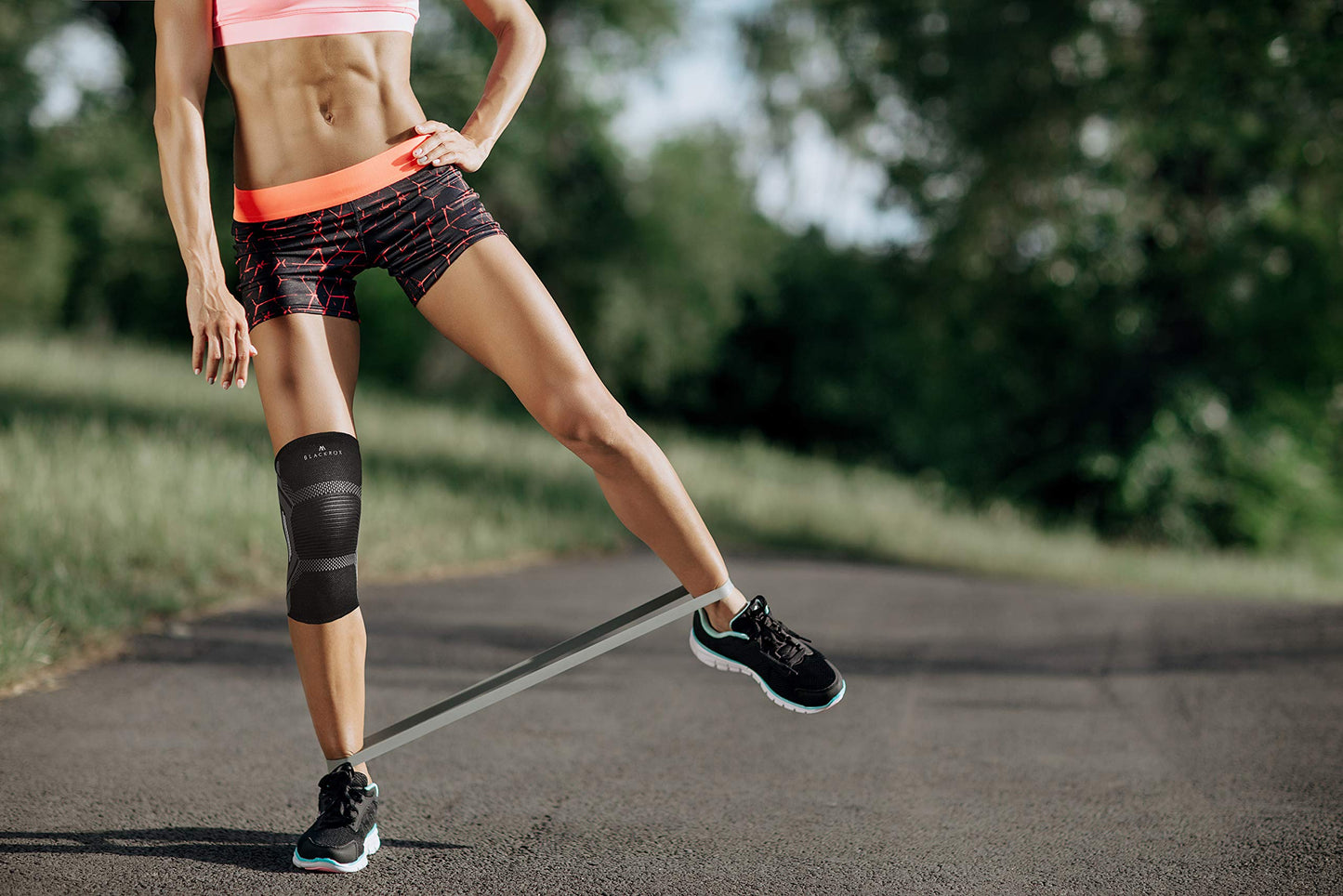 BLACKROX knee brace sports comparison winner compression knee brace, sports knee brace, sports football, jogging breathable, elastic, knee pads, knee brace volleyball women & men (Black, M)