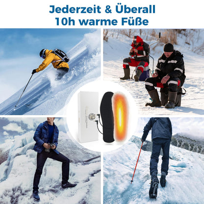 AROMA SEASON Heated insoles with sheep wool battery | Warm heated feet for skiing, snowboarding, hiking, fishing | High heating and battery performance | Shoe sole (Beige, Black, 39 EU)