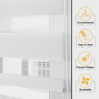BelleMax Double Roller Blind Clamp Fix without drilling & with drilling, White 80x210cm (WxH), Duo Roller Blind, Sun protection light-permeable opaque, Clamp Roller Blind Window Blind, Roller Blinds for Window and Door