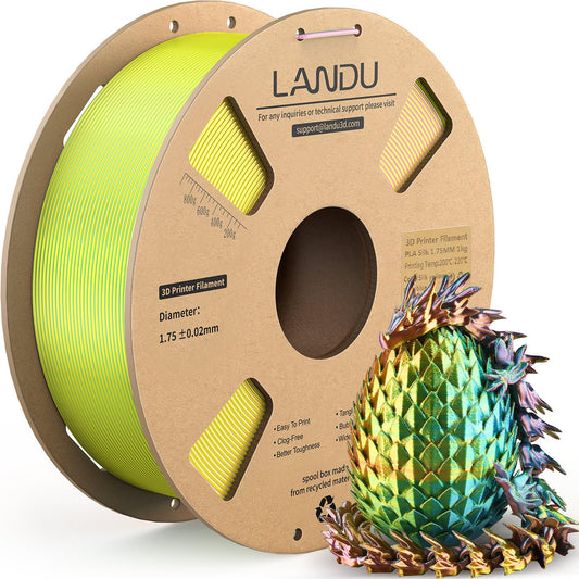 LANDU Silk PLA Filament Tricolor Silk PLA Filament 1.75mm 1kg 3D Printer Filament 3 Color Silk High Gloss Surface Accuracy +/-0.02mm, Yellow Pink Blue