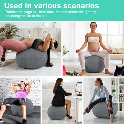 CISSIYOG Chair Covers for Exercise Ball 65cm Ø, Protective Cover for Yoga Ball, Balance Ball Cover, Anti-Scratch Foldable Fabric Cover for Exercise Balls (Exercise ball not included)