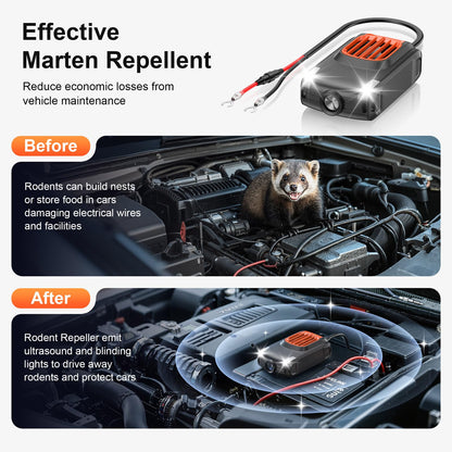 HOPPE'S Marder Repellent for Car, Ultrasonic Mouse Deterrent, 12V Car Battery Rechargeable Marder Defense, Mice Repellent with LED Lights and Ultrasonic - 2 Pieces