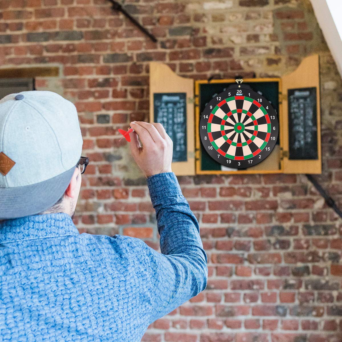 Esjay 45.7cm Magnetic Dartboard Set, safe dart game for kids ages 8+, perfect indoor & outdoor toy gift, includes 12 darts, double-sided dartboard.