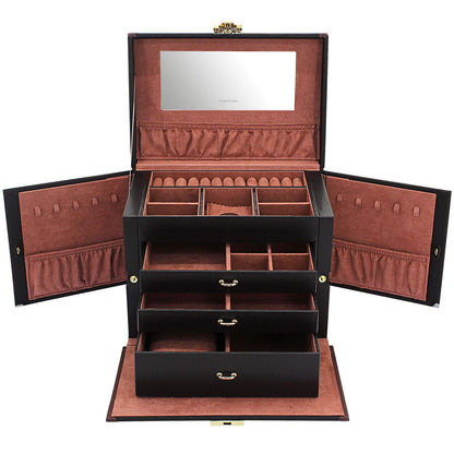 Friedrich23 Jewelry Box - Jewelry and Watch Case Copenhagen 2.0 Microfiber in black - Drawers and hinged door