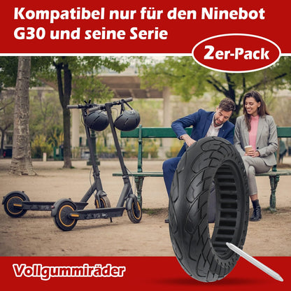 MaxEarn 2 pieces 10 x 2.5 solid rubber tires 60/70-6.5, E-scooter solid tires 10 inches, electric scooter replacement tires accessory for Segway Ninebot Max G30/Max G30D/Max G30 D2.