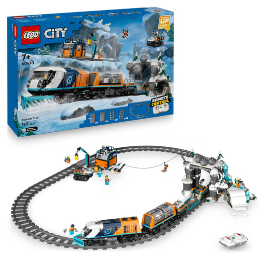 LEGO City Trains Arctic Polar Express - Toy with remote-controlled train - Snowplow, 22 track segments, 6 minifigures & rockslide function - Gift for boys & girls ages 7 and up - 60470