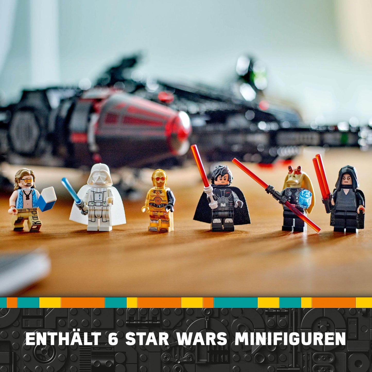 LEGO Star Wars 75389 The Dark Falcon - Display toy with spring-loaded shooters, cannons, and 6 minifigures, including C-3PO - Gift for boys aged 10 and up and adults.