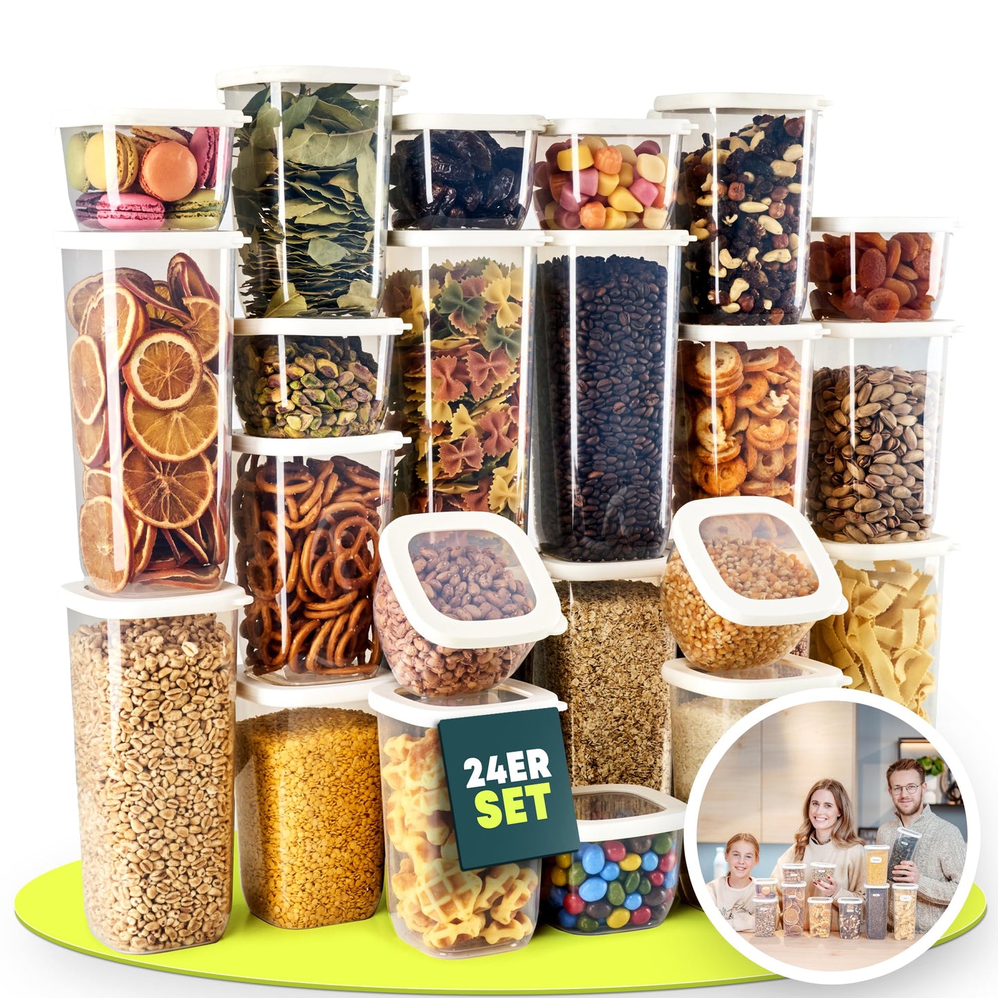 uandu airtight food storage containers with lids - 24 piece set | kitchen storage container box | BPA free | kitchen organizer | containers for all dry foods