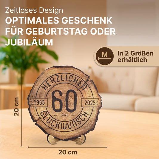 DARO Design - Wooden slice with engraving for 15th anniversary - Wooden gift for company anniversary - Service anniversary wood gifts with engraving - Thickness 6mm, diameter 20cm.