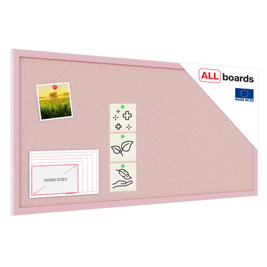 ALLboards pinboard with pink wooden frame 80x40cm cork board cork wall pinboard cork