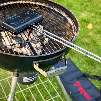BBQ-Toro sandwich iron with carrying bag | BBQ waffle iron made of cast iron | Rectangular, long handle | Already seasoned | Waffle iron grill, outdoor waffle iron for open fire, sandwich maker
