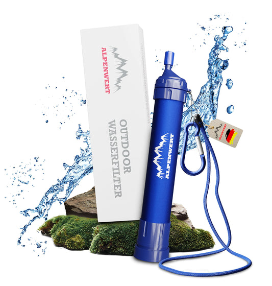 ALPENWERT Water Filter Outdoor - Drinking water filter for 4000 liters of filtered water - Water purification that kills 99.99% of all germs and bacteria.