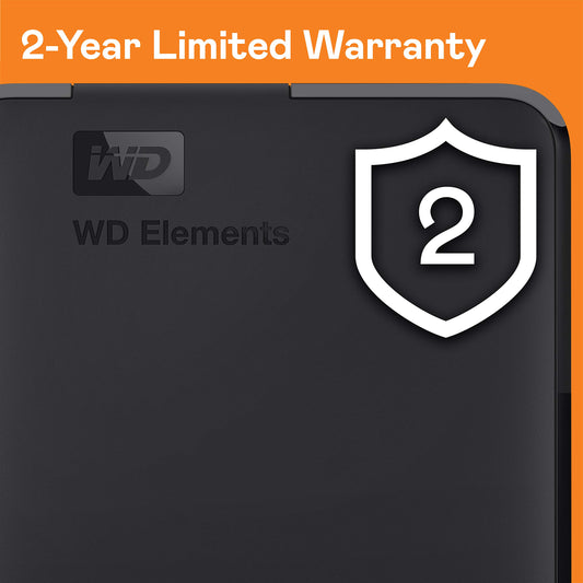 WD Elements Portable external hard drive 2TB (portable storage, USB 3.0 interface, plug-and-play, formatted for Windows) Black