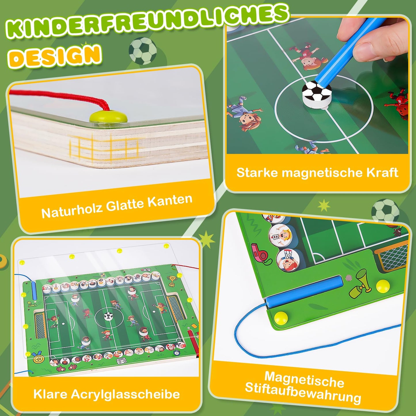 Soccer Gifts for Boys: Montessori Toys for 3 4 5 Year Old Boys Kids Magnetic Soccer Game Boy Gift 4-5-3-6 Years Birthday Learning Game for 3-6 Year Old Boys Girls Activity Wooden Toy