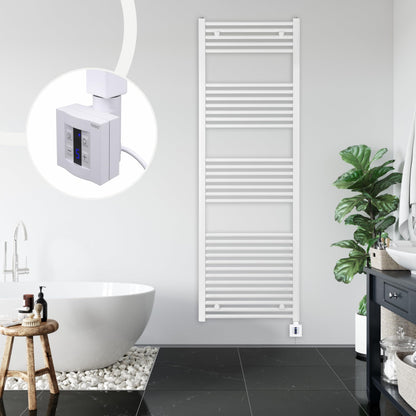 anapont electric towel heater 1475x600 - white straight - timer function - towel radiator - electric bathroom heater - towel warmer - Made in Germany