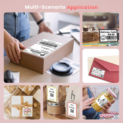 Phomemo D520BT Bluetooth thermal printer - DHL label printer for 4X6 labels, barcode shipping labels compatible with Ebay,Amazon,Etsy,Shopify, UPS,FedEx etc, Pink.