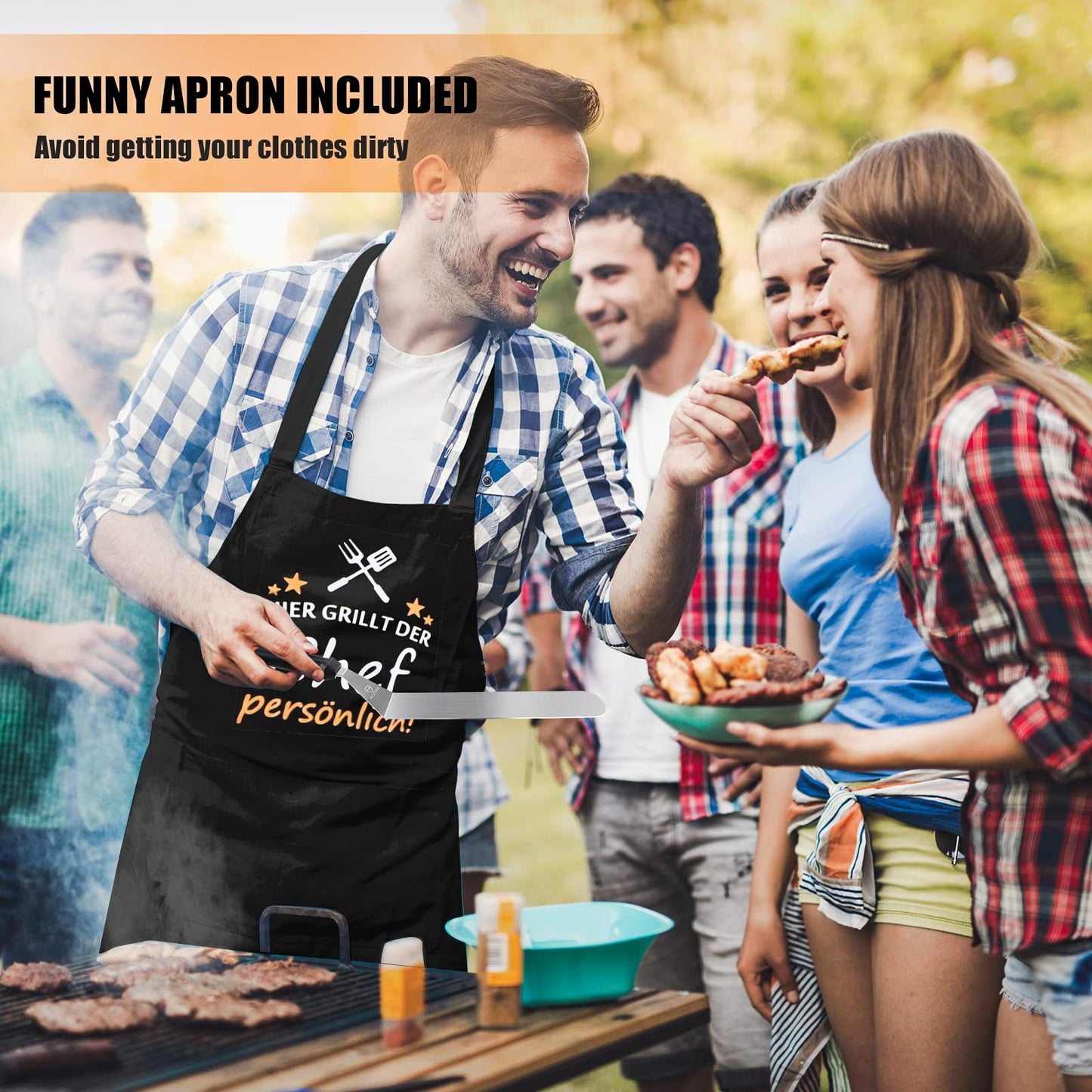 MUJUZE stainless steel grill spatula set, gift for men dad plancha spatula grill accessories in case, professional pancake turner grill spatula accessory for teppanyaki and camping.