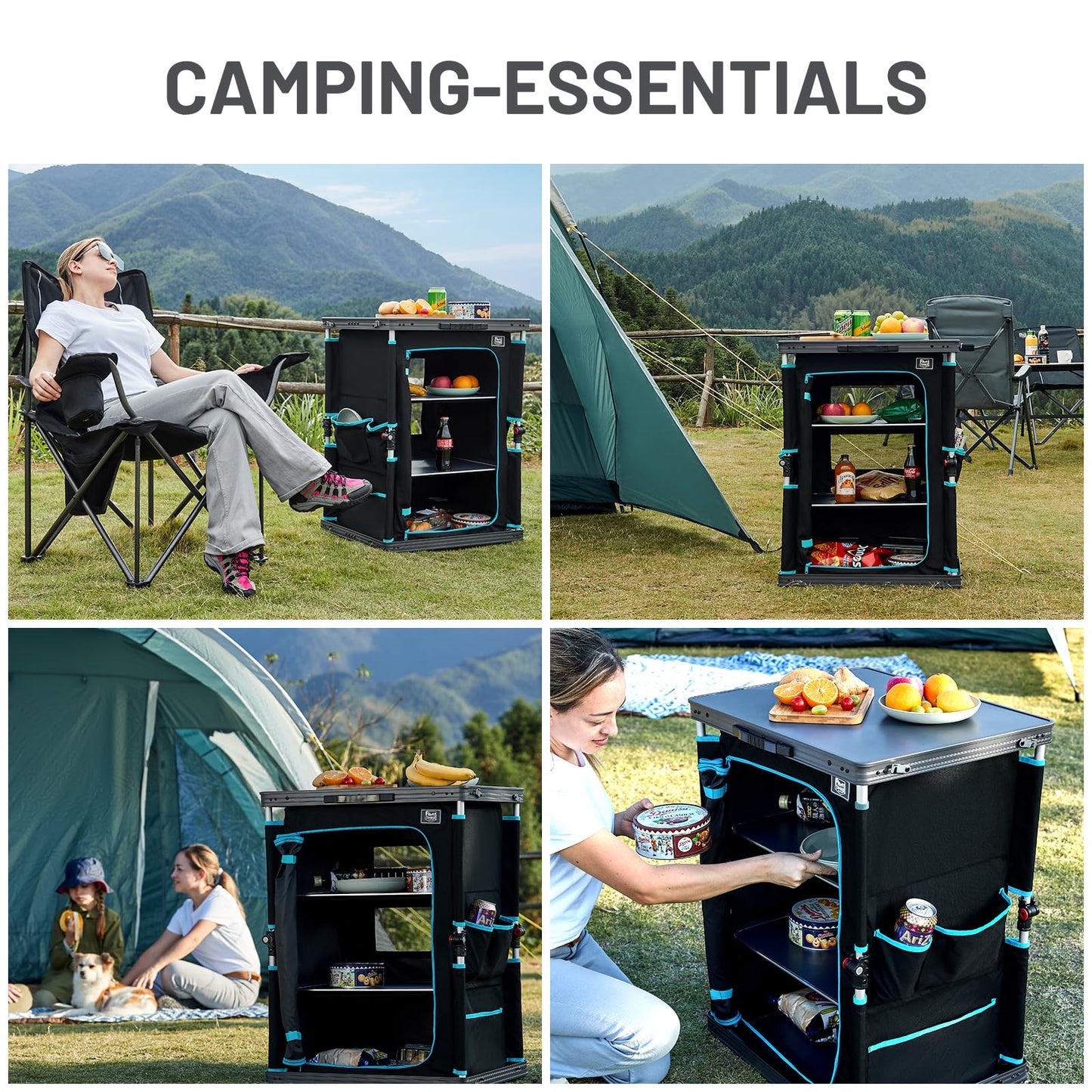 TIMBER RIDGE Folding Camping Cabinet Foldable Camping Kitchen Portable Car Cabinet Kitchen Box Foldable Cabinet All-in-one Portable with Carry Bag