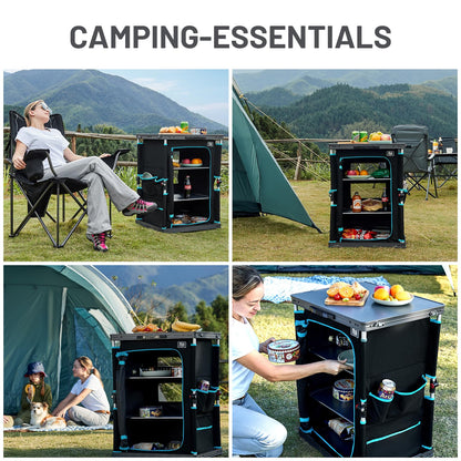 TIMBER RIDGE Folding Camping Cabinet Foldable Camping Kitchen Portable Car Cabinet Kitchen Box Foldable Cabinet All-in-one Portable with Carry Bag