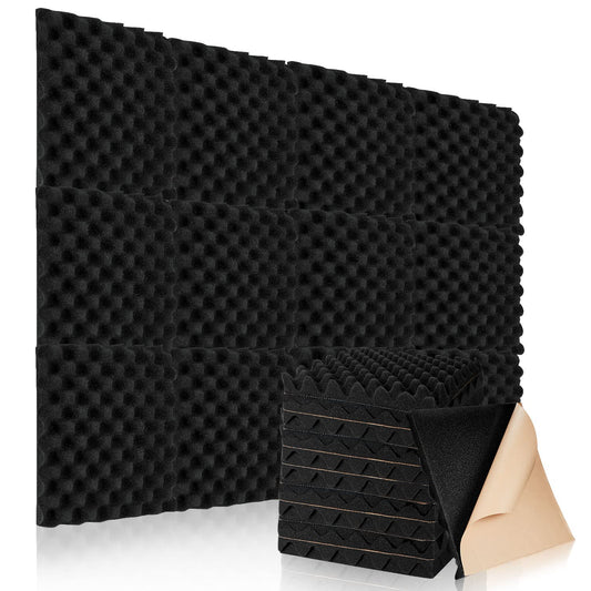 24 pieces of acoustic foam acoustic panels with self-adhesive backing, sound insulation for walls, 30x30x3cm foam panels, suitable for offices and recording studios