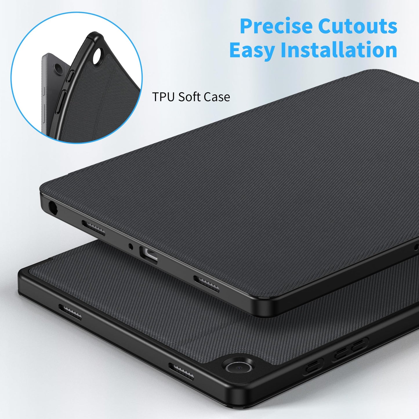 EasyAcc case book cover for Samsung Galaxy Tab A9 Plus/A9+ 11 inch 2023 with S Pen holder, slim folio stand tablet case, multi-angle viewing, black