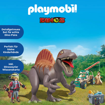 PLAYMOBIL | Dinos | Spinosaurus Attack on Dino Excavation | Dinosaur Playset | Action Toy | Adventure Toy for Kids 4+ | 71820