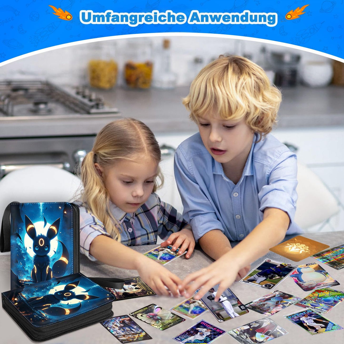 Trading Card Album, Portable Card Collection Album, PU Waterproof Card Binder, 50 Pages 400 Card Capacity Collectible Card Folder, Card Holder Album, Gifts for Collectors and Kids