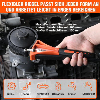 ValueMax 2-pc. band wrench set rubber pipe wrench 460mm&630mm adjustable oil filter band wrench set, universal oil filter wrench for bottle, sink, oil filter, shower heads, glass opener