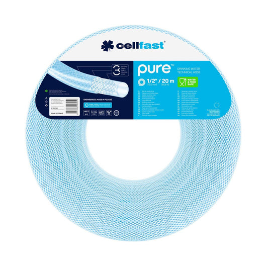 CELLFAST Drinking Water Hose Food-safe water hose 3-layer hose Caravan Food grade hose Water line Flexible 12.5 x 2.4 millimeters 20 meters Pure