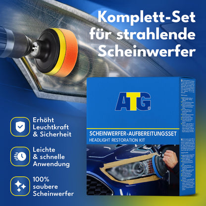 ATG® Headlight Restoration Kit - Universal Car Headlight Polish Kit for dull & cloudy plastic headlights - Quick & easy headlight restoration - Headlight Repair Kit