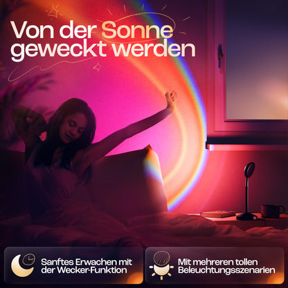 HEYLED® Sunset Lamp with Smart Home Integration and App Control - Includes EBOOK - LED Sunset Lamp for a pleasant sunlight experience (with Alexa and Hey Google voice control)