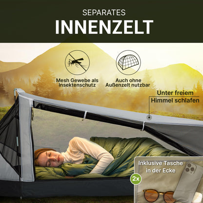 EXPLORER Namib 1 person tent small pack size ultralight for bike or motorcycle travel 3000mm water column with separate inner tent hiking trekking camping
