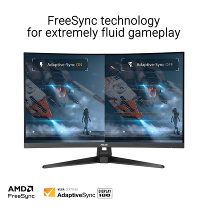 ASUS TUF Gaming VG32WQ3B - 32-inch WQHD Curved Monitor - 180 Hz, 1ms GtG, FreeSync, AdaptiveSync, HDR 10 - Fast-VA Panel, 16:9, 2560x1440, DisplayPort, HDMI, Speaker