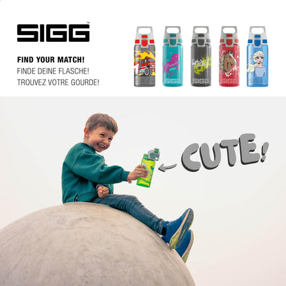 SIGG - Kids Water Bottle - Viva One Anthracite - Suitable for Carbonated Drinks - Leak-proof - Dishwasher Safe - BPA-free - Sports & School - Gray - 0.5L