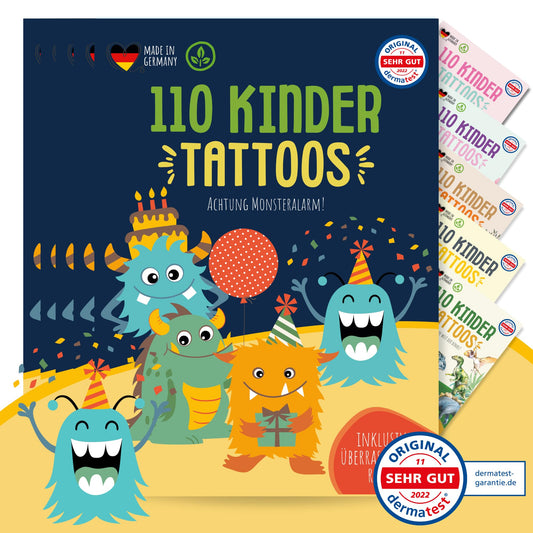 MyBaby123 550 skin-friendly children tattoos with monsters, monster tattoo kids, kids tattoos to stick on, vegan & made in Germany (5x monster)