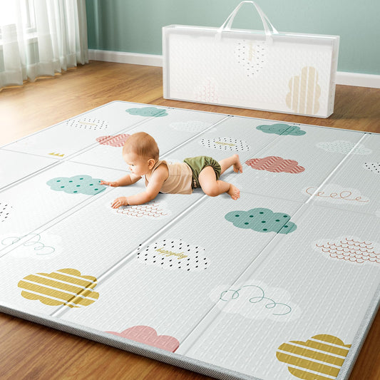 Uanlauo Baby Foldable Play Mat, 1.5cm Thick Crawling Blanket for Baby, Non-Toxic Baby Crawling Mat, Children's Play Mat Reinforced Edge Mat