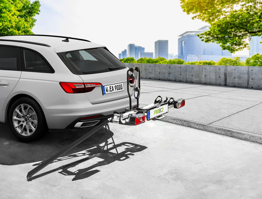 EUFAB 11640 Universal loading ramp for bike carrier, approx. 115 cm, height adjustable from 40-60 cm, load capacity 30 kg, for tire width of 8-10 cm, foldable, black