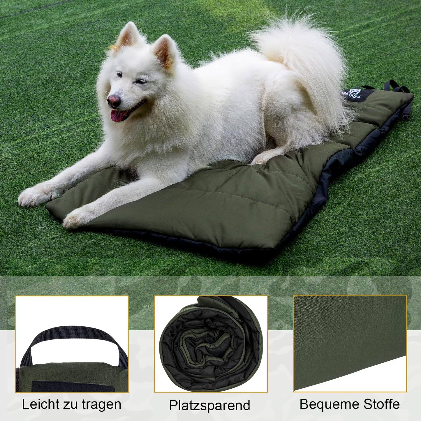 OneTigris Dog Blanket 110 x 68cm Washable, Dog Mat Comfort and Soft Waterproof Dog Bed, Dog Pillow for Travel Camping Outdoor - Olive Drab