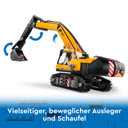 LEGO City Crawler Excavator, toy excavator for kids aged 8 and up, construction toy with excavator model, buildable truck with accessories, and 3 minifigures 60420