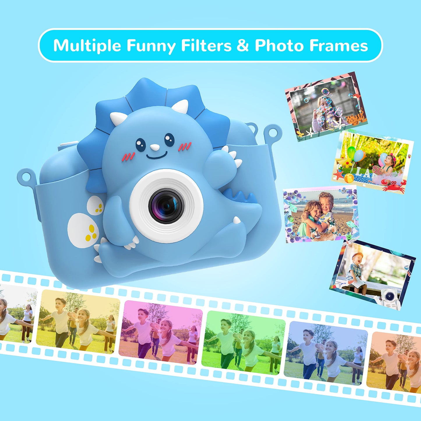 Children's camera, HiMont digital camera for kids with 32GB TF card & 2.0" screen, 1080P kids camera & selfie video camera, gifts for birthday Christmas, toys for 3-12 girls boys (Blue)