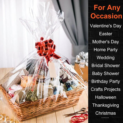 86CM x 30M Clear Gift Wrap Transparent Cellophane Roll 3 Mil Thickness Cellophane Film Gift Paper Wedding Clear Wrapping Film Crystal Clear Packaging Paper for Flowers Gift Baskets Easter Christmas